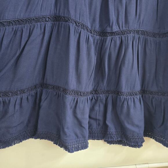 NWT Torrid Women’s Plus Sz 6 Navy Mini Sundress Fringe Crochet Resortwear Boho - Picture 4 of 8